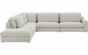 Afbeelding van een Goossens Hoekbank Odette wit, stof, 1,5-zits, stijlvol landelijk