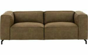 Afbeelding van een Goossens Bank Calvin groen, micro leer, 3-zits, modern design