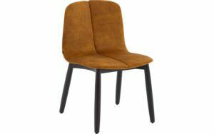 Afbeelding van een Goossens Eetkamerstoel Tulip oranje stof leuning,