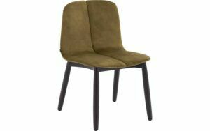 Afbeelding van een Goossens Eetkamerstoel Tulip groen stof leuning,