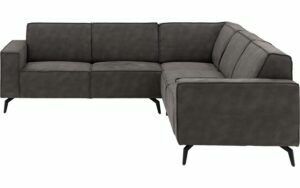 Afbeelding van een Goossens Hoekbank Hercules donkergrijs, microvezel, 3-zits, modern design