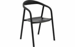 Afbeelding van een Goossens Stoel Prins met Massief Houten Frame zwart essenhout met armleuning,