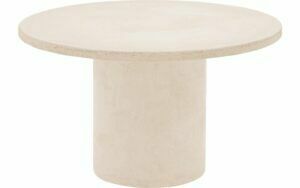 Afbeelding van een Goossens Salontafel Stone rond, beton beige, urban industrieel, 70 x 40 x 70 cm