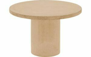 Afbeelding van een Goossens Salontafel Stone rond, beton beige, urban industrieel, 50 x 31 x 50 cm