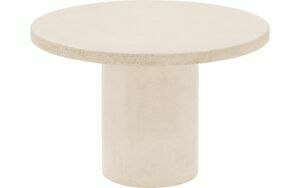 Afbeelding van een Goossens Salontafel Stone rond, beton beige, urban industrieel, 50 x 31 x 50 cm