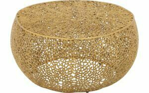 Afbeelding van een Goossens Salontafel Agot rond, aluminium goud,, 80 x 41 x 80 cm