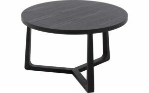 Afbeelding van een Goossens Salontafel Luciano rond, essenhout zwart,, 75 x 45 x 75 cm