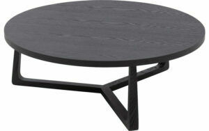 Afbeelding van een Goossens Salontafel Luciano rond, essenhout zwart,, 100 x 35 x 100 cm