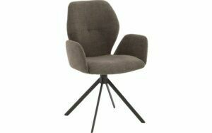 Afbeelding van een Goossens Eetkamerstoel Hera groen stof met armleuning, modern design