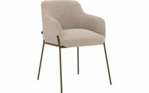 Afbeelding van een Goossens Stoel Pepijn beige stof met armleuning, modern design