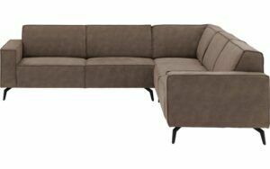 Afbeelding van een Goossens Hoekbank Hercules bruin, microvezel, 2,5-zits, modern design