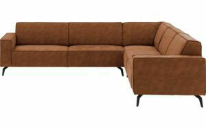 Afbeelding van een Goossens Hoekbank Hercules bruin, microvezel, 3-zits, modern design