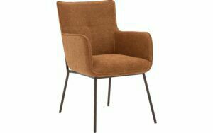 Afbeelding van een Goossens Eetkamerstoel Trullo cognac stof met armleuning,