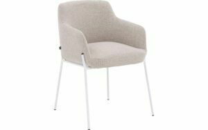 Afbeelding van een Goossens Stoel Pepijn beige stof met armleuning, modern design