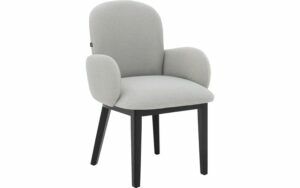 Afbeelding van een Goossens Eetkamerstoel Lahja lichtgrijs stof met armleuning,