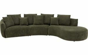 Afbeelding van een Goossens Bank Fay groen, stof, 1,5-zits, stijlvol landelijk met chaise longue rechts