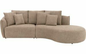 Afbeelding van een Goossens Bank Fay bruin, stof, 1,5-zits, stijlvol landelijk met chaise longue rechts