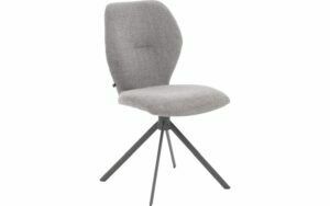 Afbeelding van een Goossens Eetkamerstoel Hera lichtgrijs stof leuning, modern design