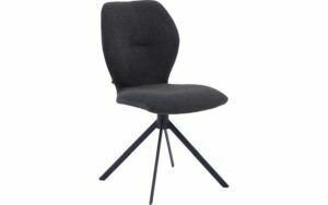 Afbeelding van een Goossens Eetkamerstoel Hera blauw stof leuning, modern design