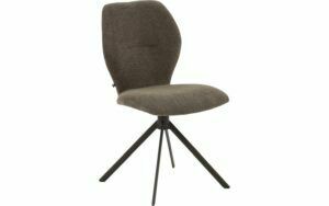 Afbeelding van een Goossens Eetkamerstoel Hera groen stof leuning, modern design