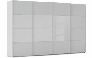 Afbeelding van een Goossens Kledingkast Finca Combi Glans-mat Glas, Slaapkamerkast 360 cm breed, 223 cm hoog, 4x 4 paneel (glas met glas mat combinatie) schuifdeuren