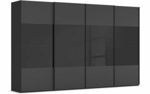 Afbeelding van een Goossens Kledingkast Finca Combi Glans-mat Glas, Slaapkamerkast 400 cm breed, 236 cm hoog, 4x 4 paneel (glas met glas mat combinatie) schuifdeuren