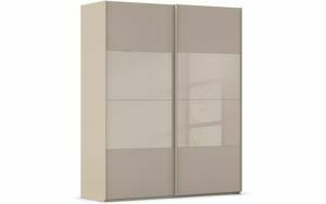 Afbeelding van een Goossens Kledingkast Finca Combi Glans-mat Glas, Slaapkamerkast 200 cm breed, 236 cm hoog, 2x 4 paneel (glas met glas mat combinatie) schuifdeuren