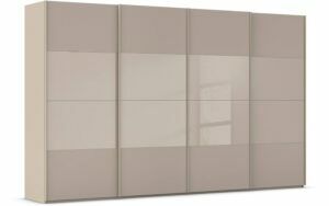 Afbeelding van een Goossens Kledingkast Finca Combi Glans-mat Glas, Slaapkamerkast 400 cm breed, 236 cm hoog, 4x 4 paneel (glas met glas mat combinatie) schuifdeuren