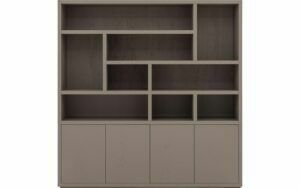 Afbeelding van een Goossens Buffetkast Barcelona, 4 deuren 9 open vakken (verticale layout), bruin eiken, 208 x 212 x 45 cm, stijlvol landelijk