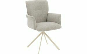 Afbeelding van een Goossens Eetkamerstoel Hermes grijs stof Hera spin poot gr draaibaar returnfunctie met armleuning,