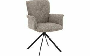 Afbeelding van een Goossens Eetkamerstoel Hermes bruin stof Hera spin poot gr draaibaar returnfunctie met armleuning,