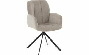 Afbeelding van een Goossens Eetkamerstoel Hestia grijs stof Hera spin poot gr draaibaar returnfunctie met armleuning,