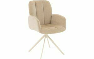 Afbeelding van een Goossens Eetkamerstoel Hestia beige stof Hera spin poot gr draaibaar returnfunctie met armleuning,