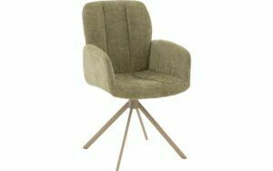 Afbeelding van een Goossens Eetkamerstoel Hestia groen stof Hera spin poot gr draaibaar returnfunctie met armleuning,