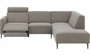 Afbeelding van een Goossens Hoekbank Tiolo Met Relaxfunctie En Hoofdsteun bruin, stof, 3-zits, modern design met ligelement rechts