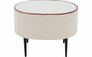 Afbeelding van een Goossens Nachtkastje Venus, Rond 51 cm b x 36 cm h x 42 cm d met inleg glasblad