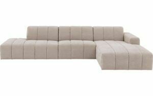 Afbeelding van een Goossens Bank Lewis beige, stof, modern design met chaise longue rechts