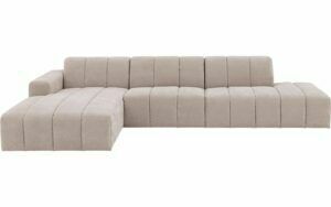 Afbeelding van een Goossens Bank Lewis beige, stof, modern design met chaise longue links
