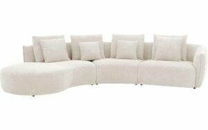 Afbeelding van een Goossens Bank Fay wit, stof, 1,5-zits, stijlvol landelijk met chaise longue links