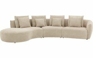 Afbeelding van een Goossens Bank Fay beige, stof, 1,5-zits, stijlvol landelijk met chaise longue links