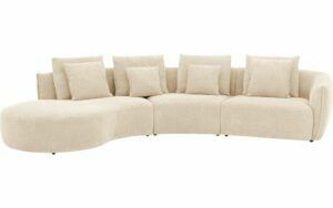 Afbeelding van een Goossens Bank Fay beige, stof, 1,5-zits, stijlvol landelijk met chaise longue links