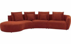 Afbeelding van een Goossens Bank Fay rood, stof, 1,5-zits, stijlvol landelijk met chaise longue links