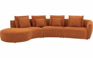 Afbeelding van een Goossens Bank Fay rood, stof, 1,5-zits, stijlvol landelijk met chaise longue links