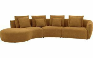 Afbeelding van een Goossens Bank Fay geel, stof, 1,5-zits, stijlvol landelijk met chaise longue links