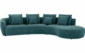 Afbeelding van een Goossens Bank Fay groen, stof, 1,5-zits, stijlvol landelijk met chaise longue links