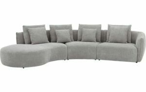 Afbeelding van een Goossens Bank Fay grijs, stof, 1,5-zits, stijlvol landelijk met chaise longue links