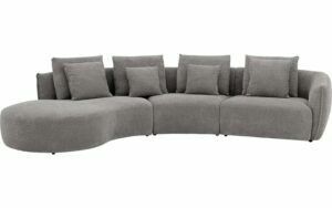 Afbeelding van een Goossens Bank Fay donkergrijs, stof, 1,5-zits, stijlvol landelijk met chaise longue links