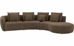 Afbeelding van een Goossens Bank Fay bruin, stof, 1,5-zits, stijlvol landelijk met chaise longue rechts