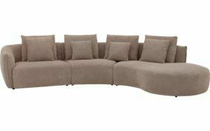 Afbeelding van een Goossens Bank Fay bruin, stof, 1,5-zits, stijlvol landelijk met chaise longue rechts