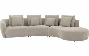 Afbeelding van een Goossens Bank Fay lichtgrijs, stof, 1,5-zits, stijlvol landelijk met chaise longue rechts